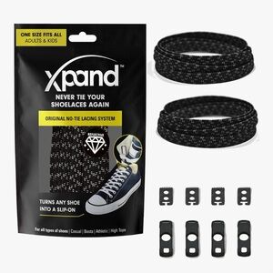 Xpand No Tie Elastic Shoelaces. 1 Size Fits All for Adults & Kids